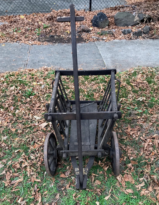 Vintage European Wooden Pumpkin Cart #3917a