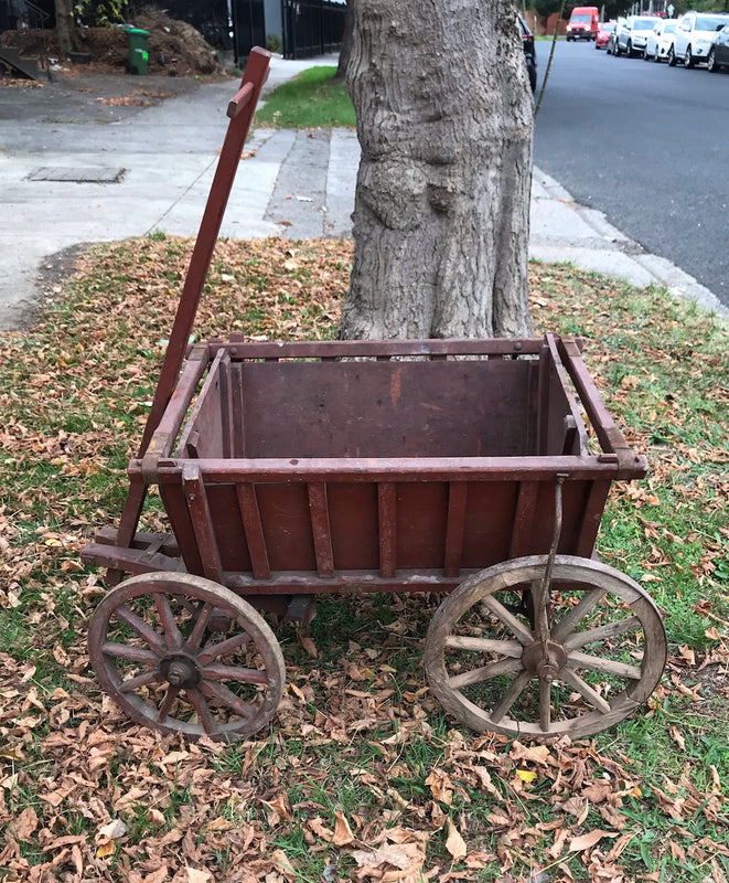 Vintage European Wooden Pumpkin Cart #3917b  Byron