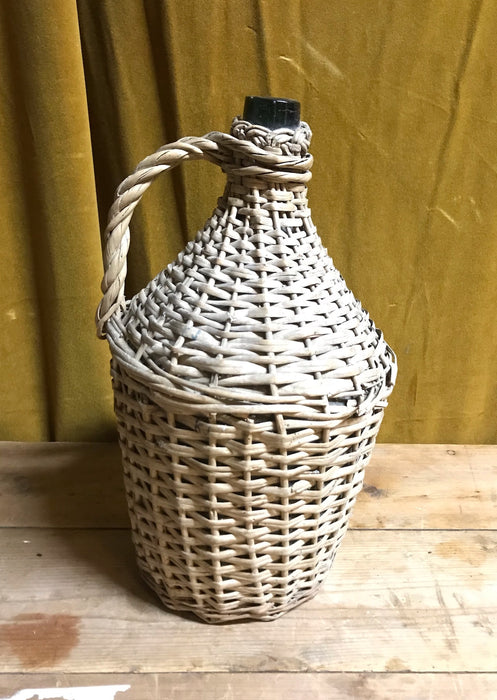 Vintage European Wicker Wine Demijohn Bottle  #3918a