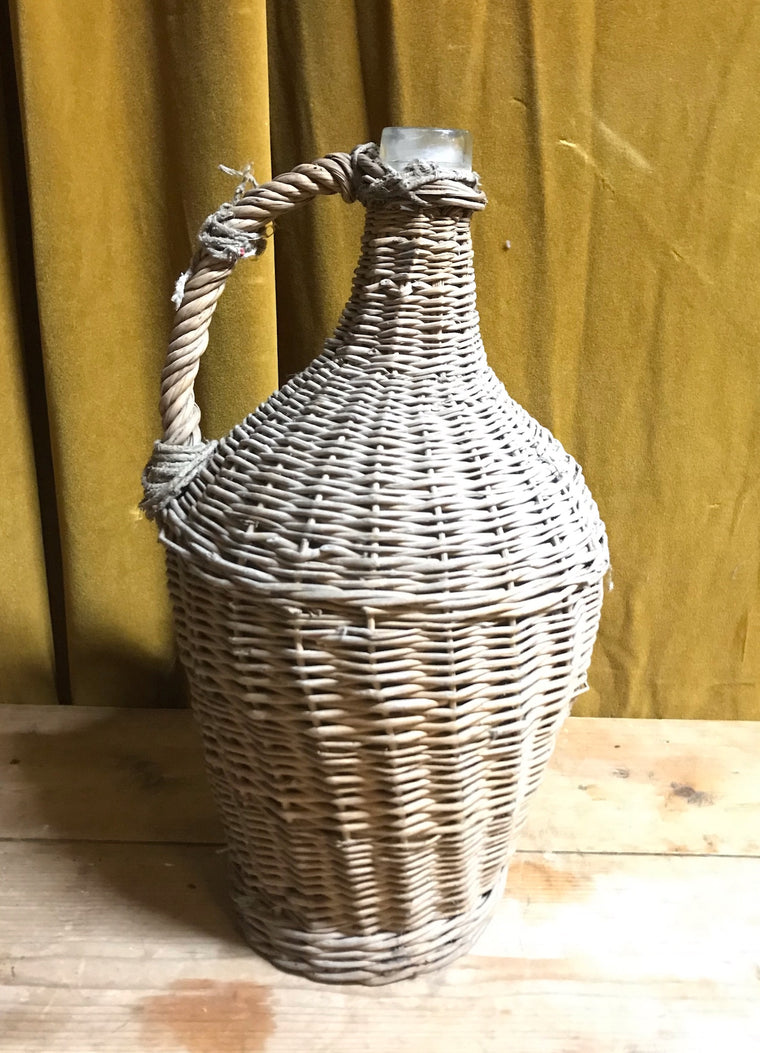 Vintage European Wicker Wine Demijohn Bottle  #3918b
