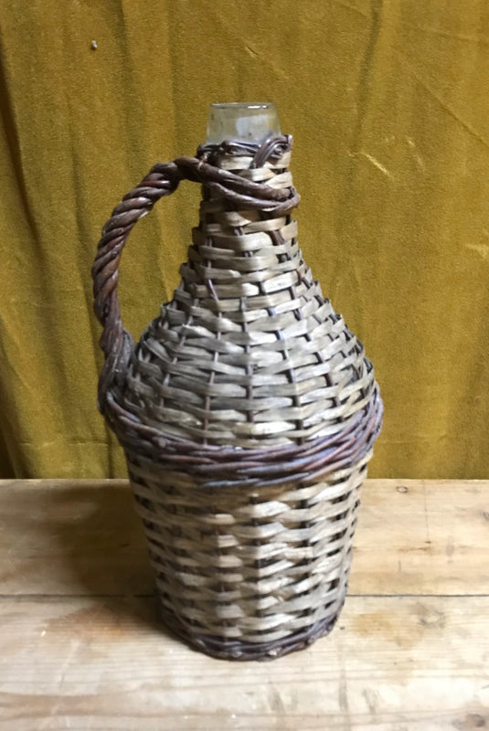 Vintage European Wicker Wine Demijohn Bottle  #3918d