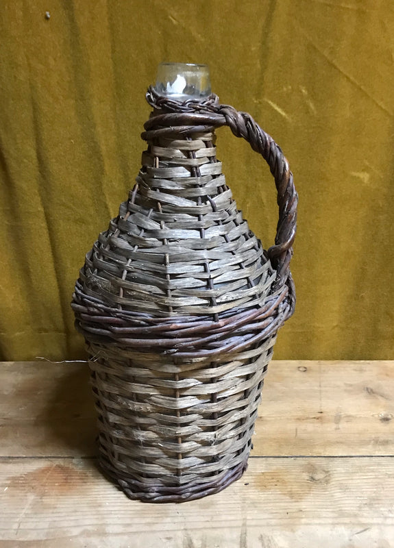 Vintage European Wicker Wine Demijohn Bottle  #3918d