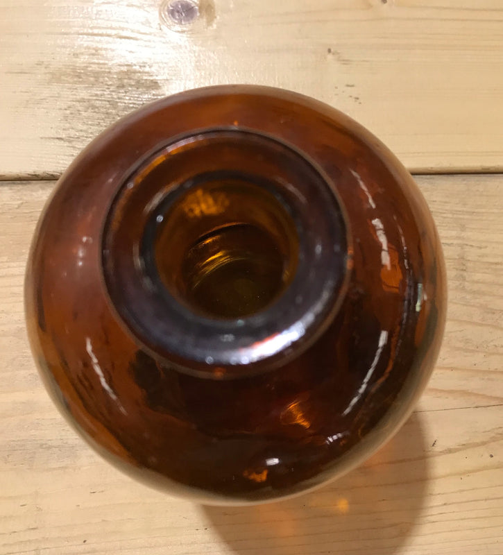 Vintage  Amber Pharmacy  Glass Bottle #3922a
