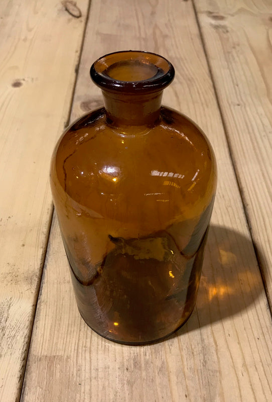 Vintage  Amber Pharmacy  Glass Bottle #3922c