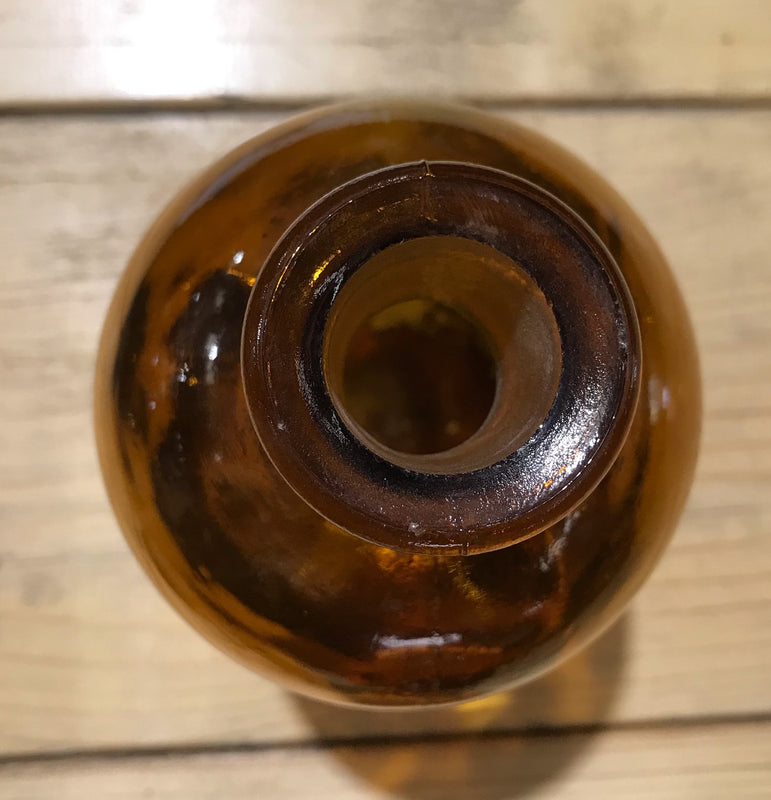 Vintage  Amber Pharmacy  Glass Bottle #3922c