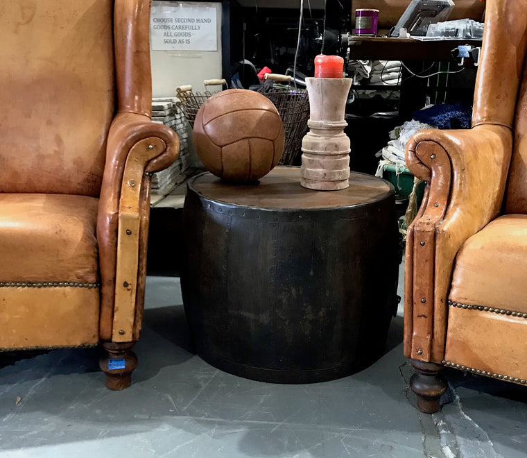 Vintage Metal Drum Coffee Table  #3943c