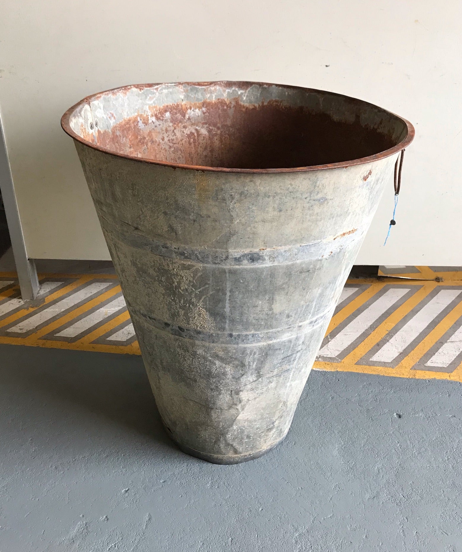 Rustic Turkish Galvanised Olive  Bin #3965