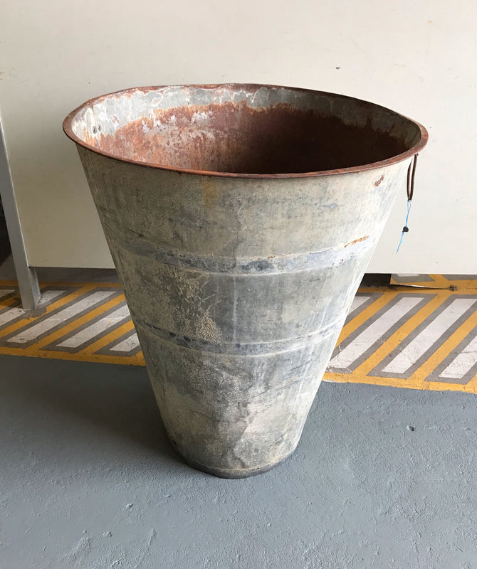 Rustic Turkish Galvanised Olive  Bin #3965