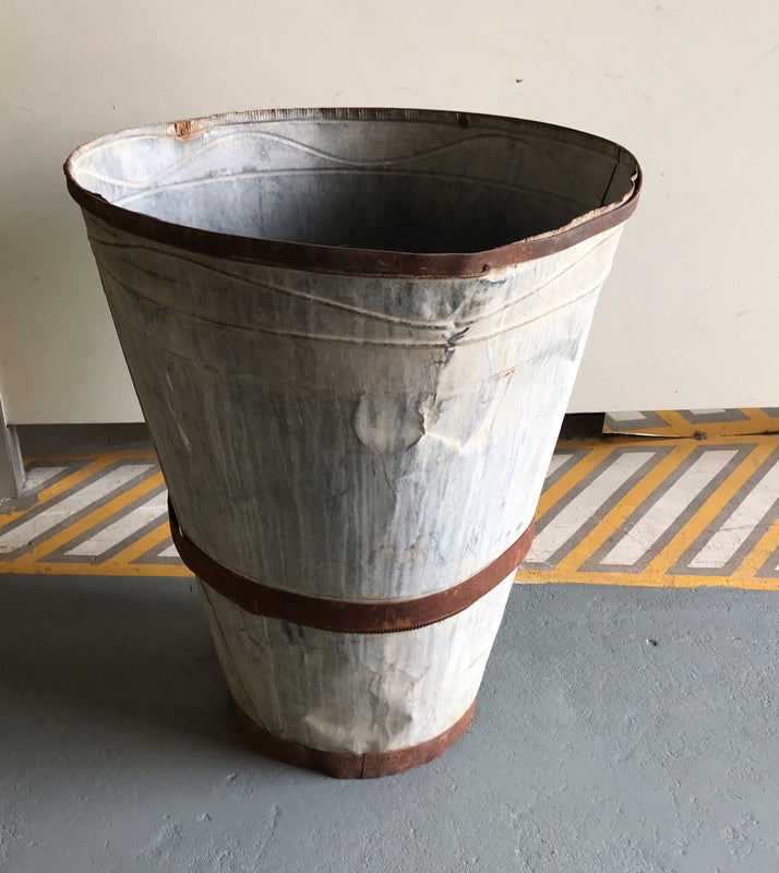 Rustic Turkish Galvanised Olive  Bin #3966