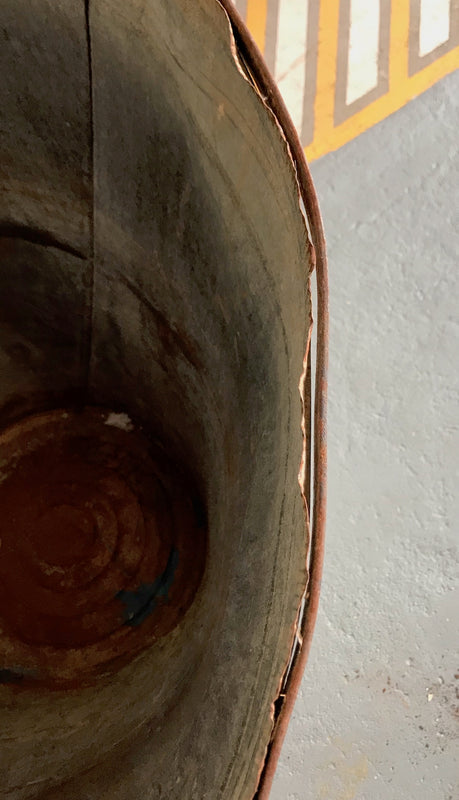 Rustic Turkish Galvanised Olive  Bin #3966