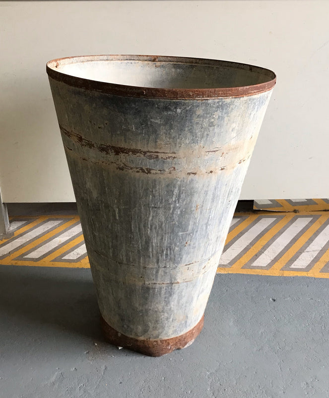 Rustic Turkish Galvanised Olive  Bin #3967