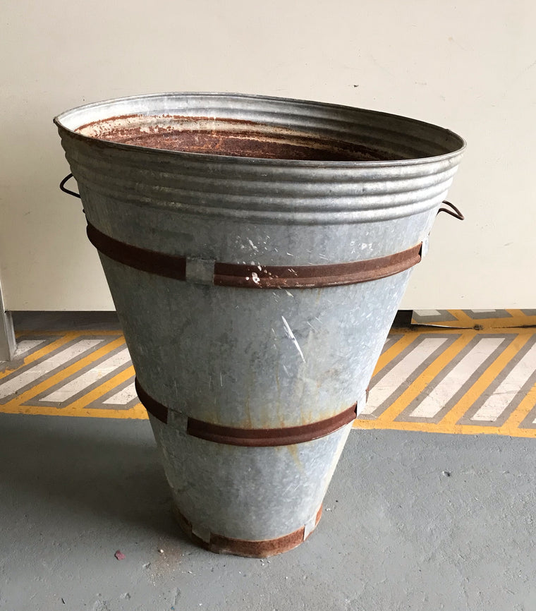 Rustic Turkish Galvanised Olive  Bin #3969