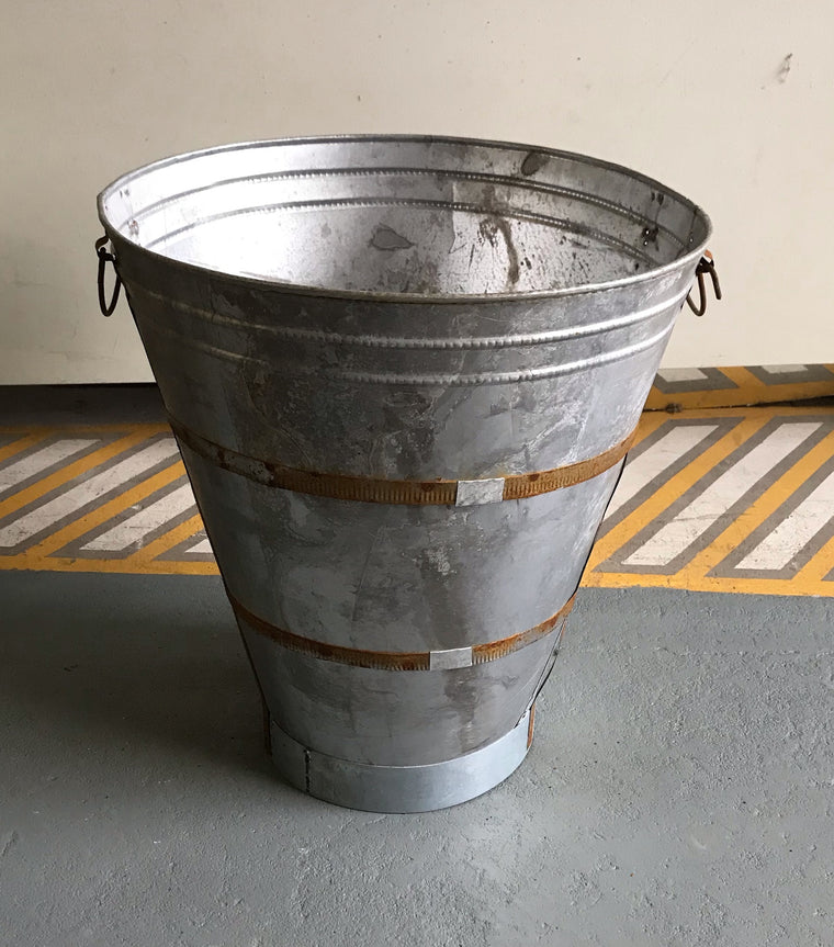 Vintage Turkish Galvanised Olive  Bin #3970
