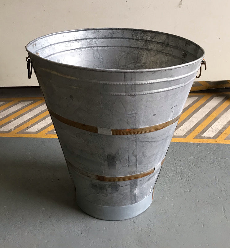 Vintage Turkish Galvanised Olive  Bin #3971