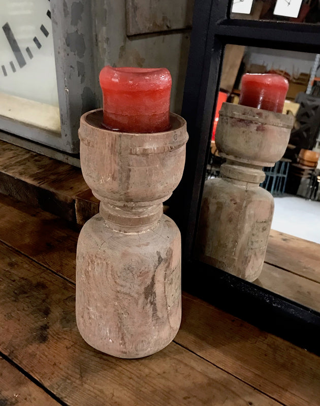 Vintage  Wooden Candle Holder  #3975