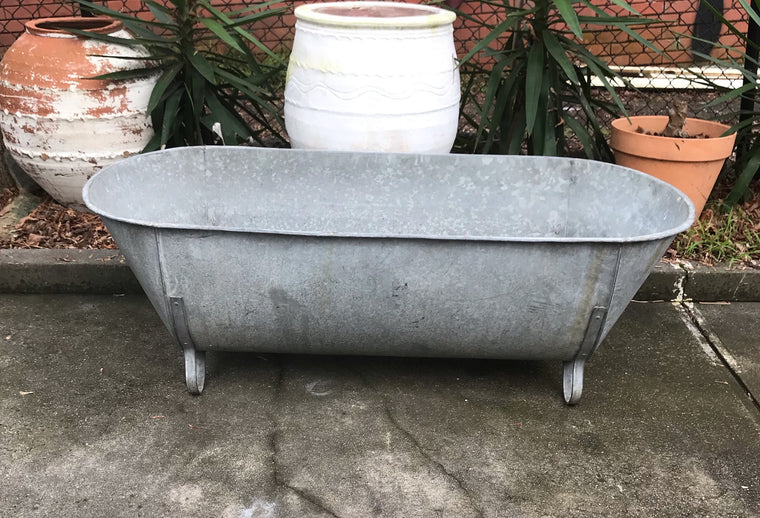 Vintage European Galvanised Bathtub #3987