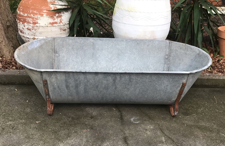 Vintage European Galvanised Bathtub #3988