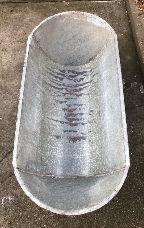 Vintage European Galvanised Bathtub #3988
