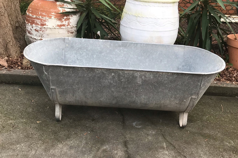 Vintage European Galvanised Bathtub #3989