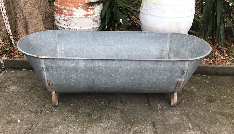 Vintage European Galvanised Bathtub #3992