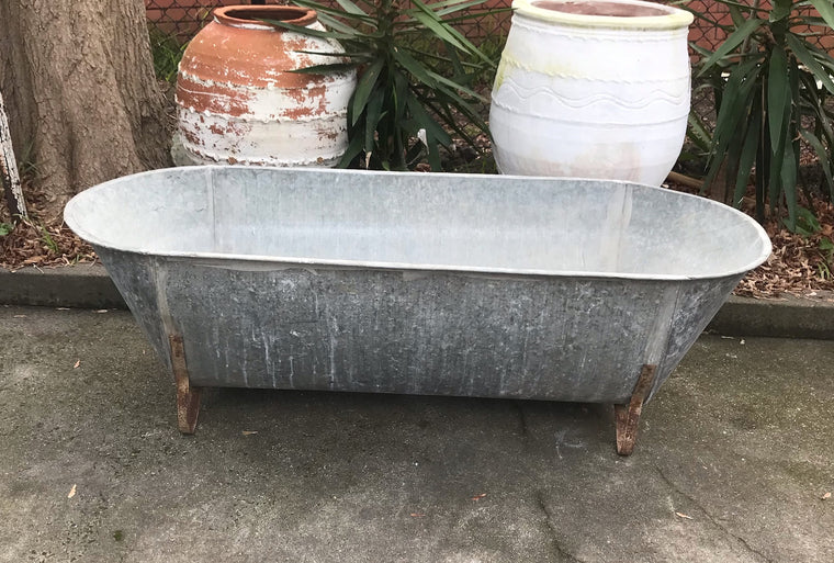 Vintage European Galvanised Bathtub #3993