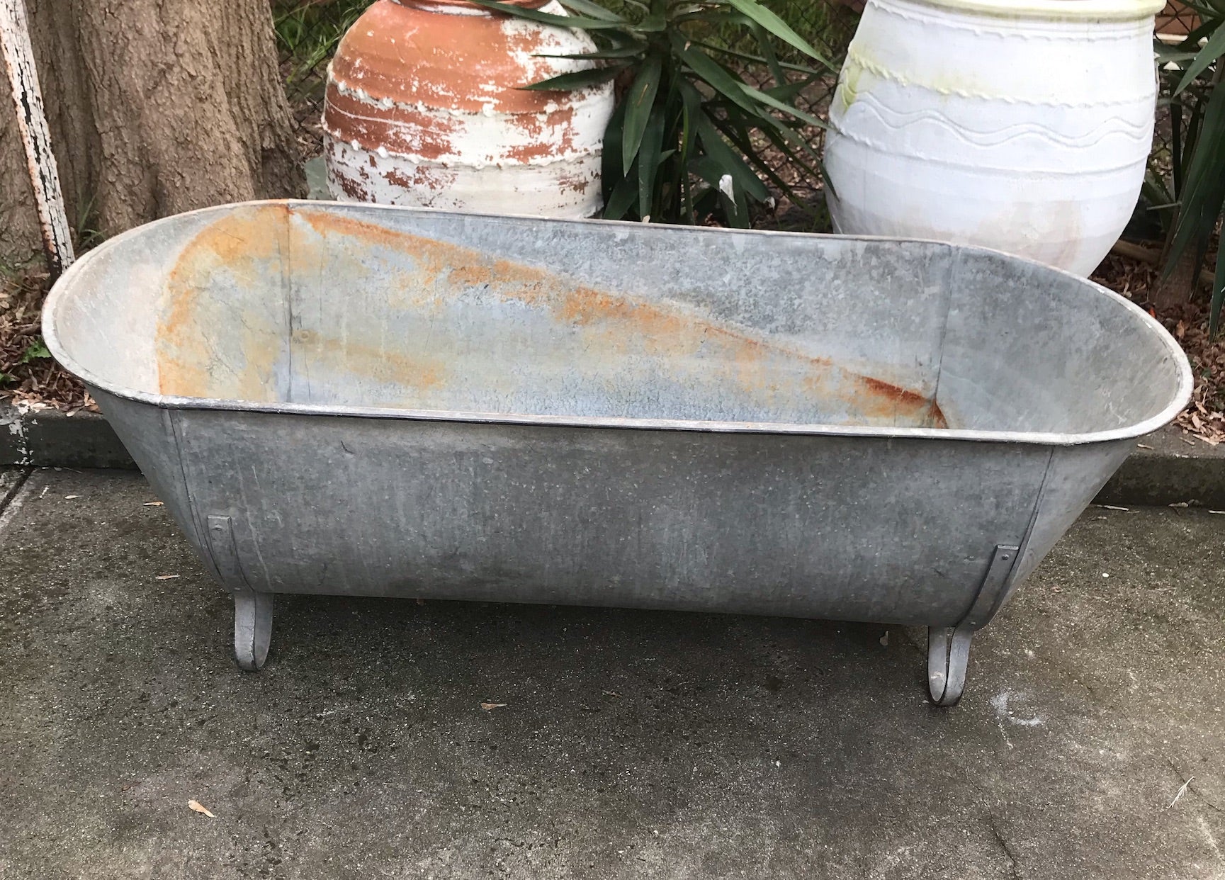 Vintage European Galvanised Bathtub #3994