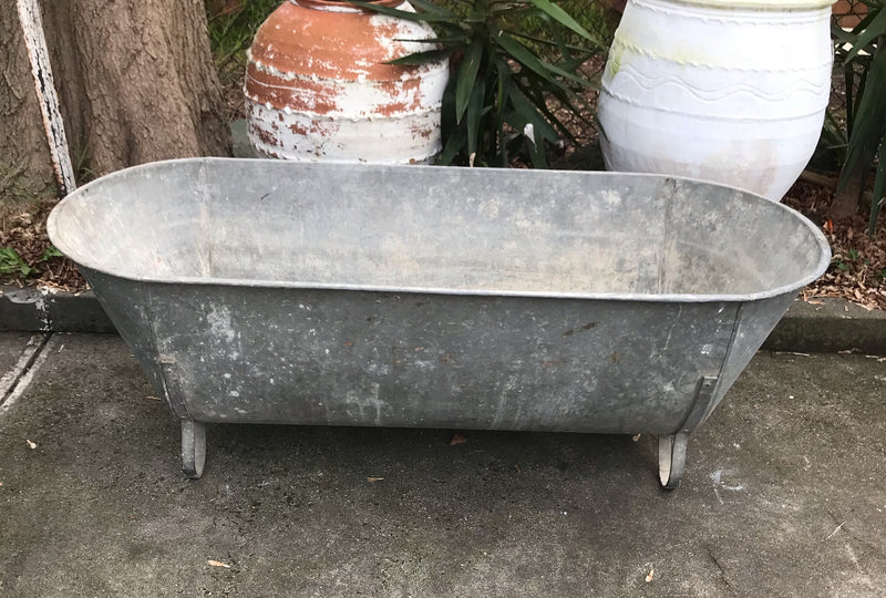 Vintage European Galvanised Bathtub #3995