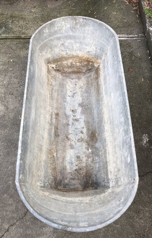 Vintage European Galvanised Bathtub #3995