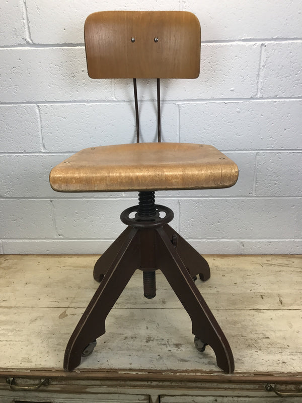 Vintage industrial wooden Atelier desk chair #913