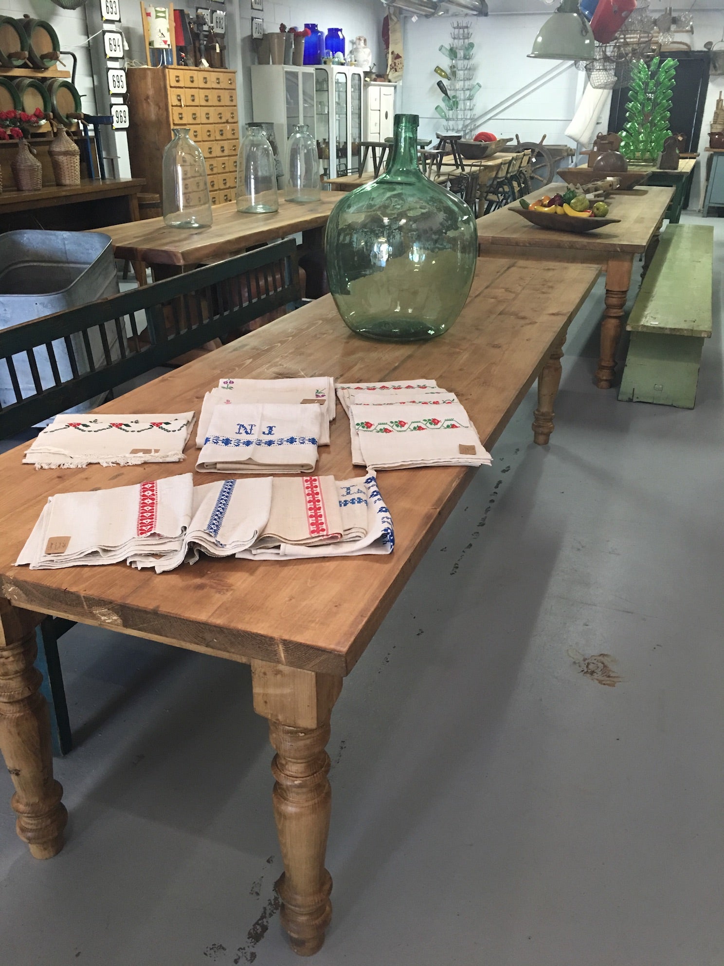 Vintage industrial European kitchen farmhouse dining table 3 mt long #2084