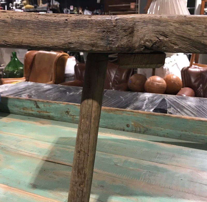 Vintage European  Wooden Milking Bench  #4004  Byron