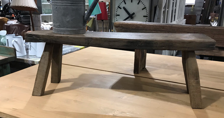 Vintage European  Wooden Milking Bench  #4007