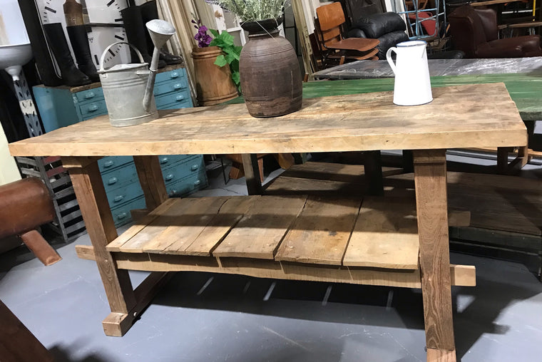 Vintage European Kitchen Island Table / Work Bench #4014
