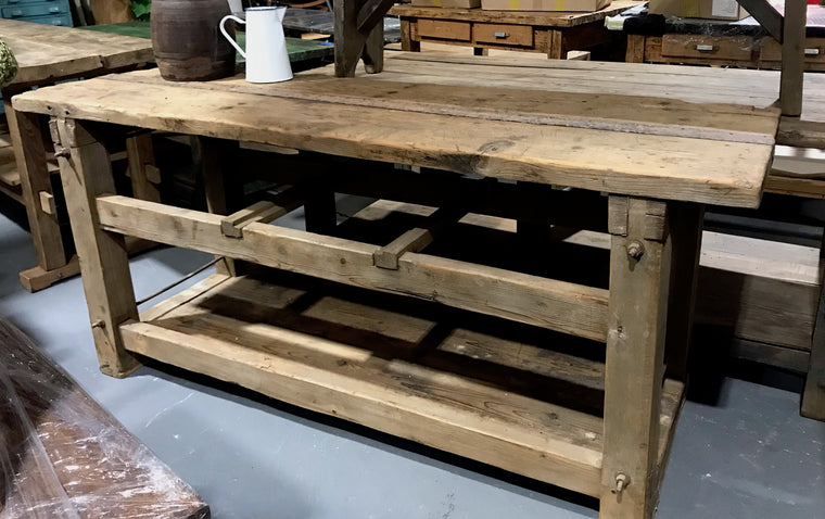 Vintage European Kitchen Island Table / Work Bench #4015