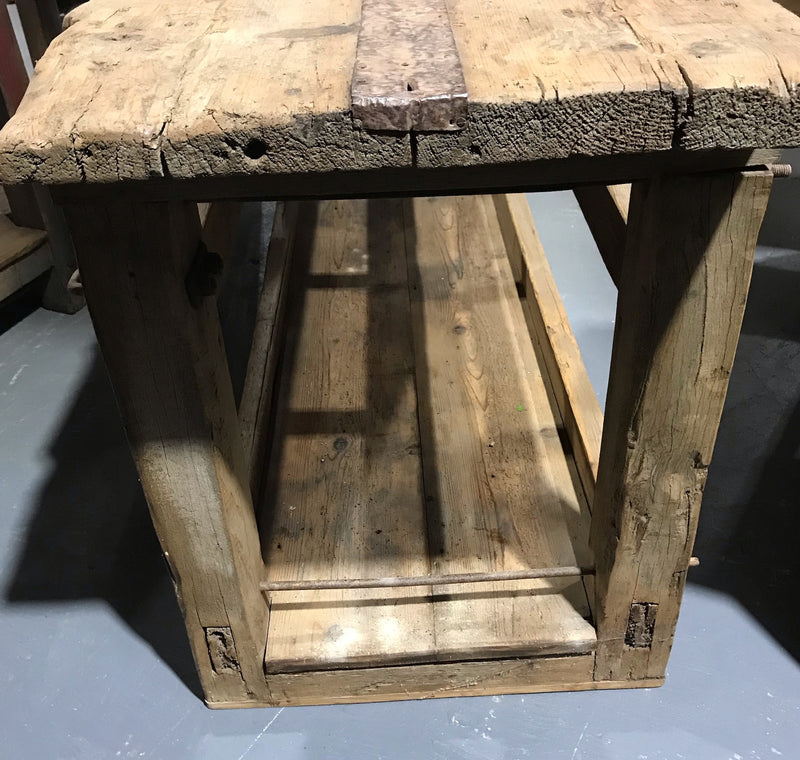 Vintage European Kitchen Island Table / Work Bench #4015