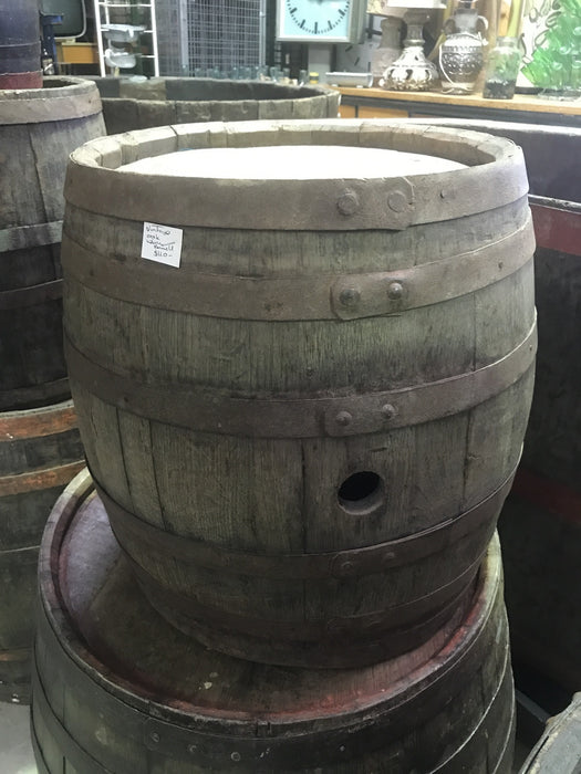 Vintage industrial French oak  round wine barrel #1707 m
