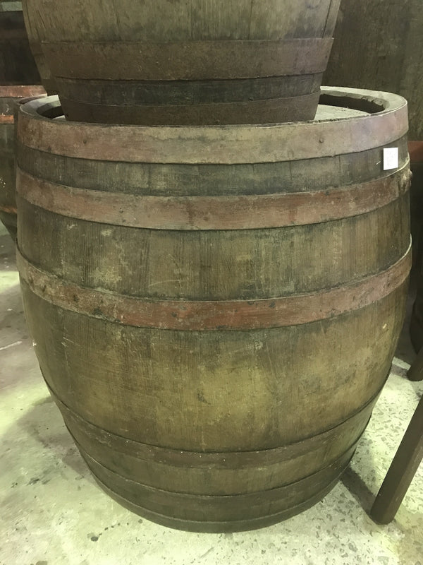 Vintage industrial French oak  round wine barrel #1708 L