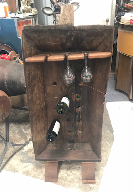 Vintage industrial wooden wine rack #2037
