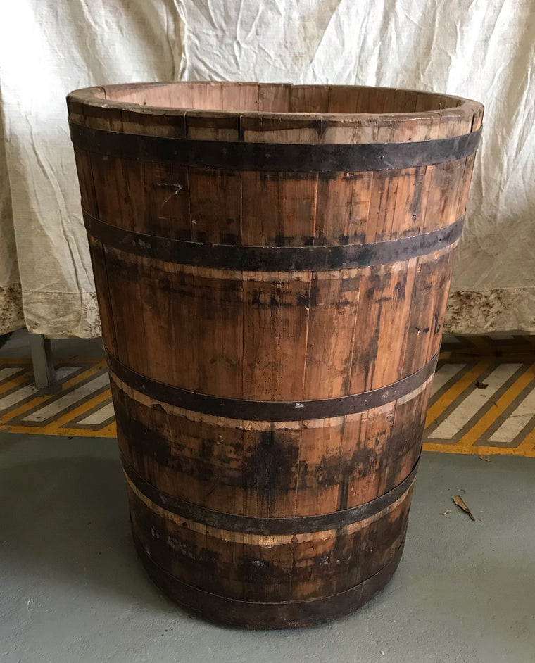 Vintage European Oak Round Wine Barrel #4043