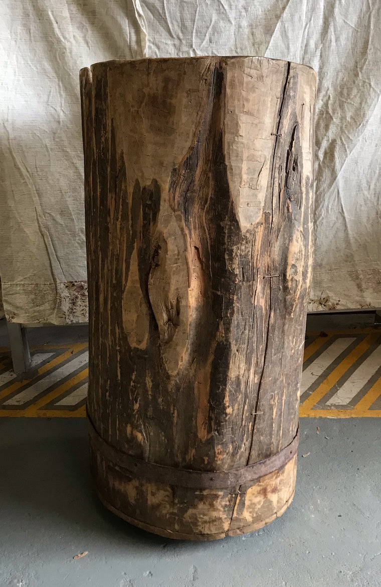 Vintage European Oak  Wooden Hollow Log #4044