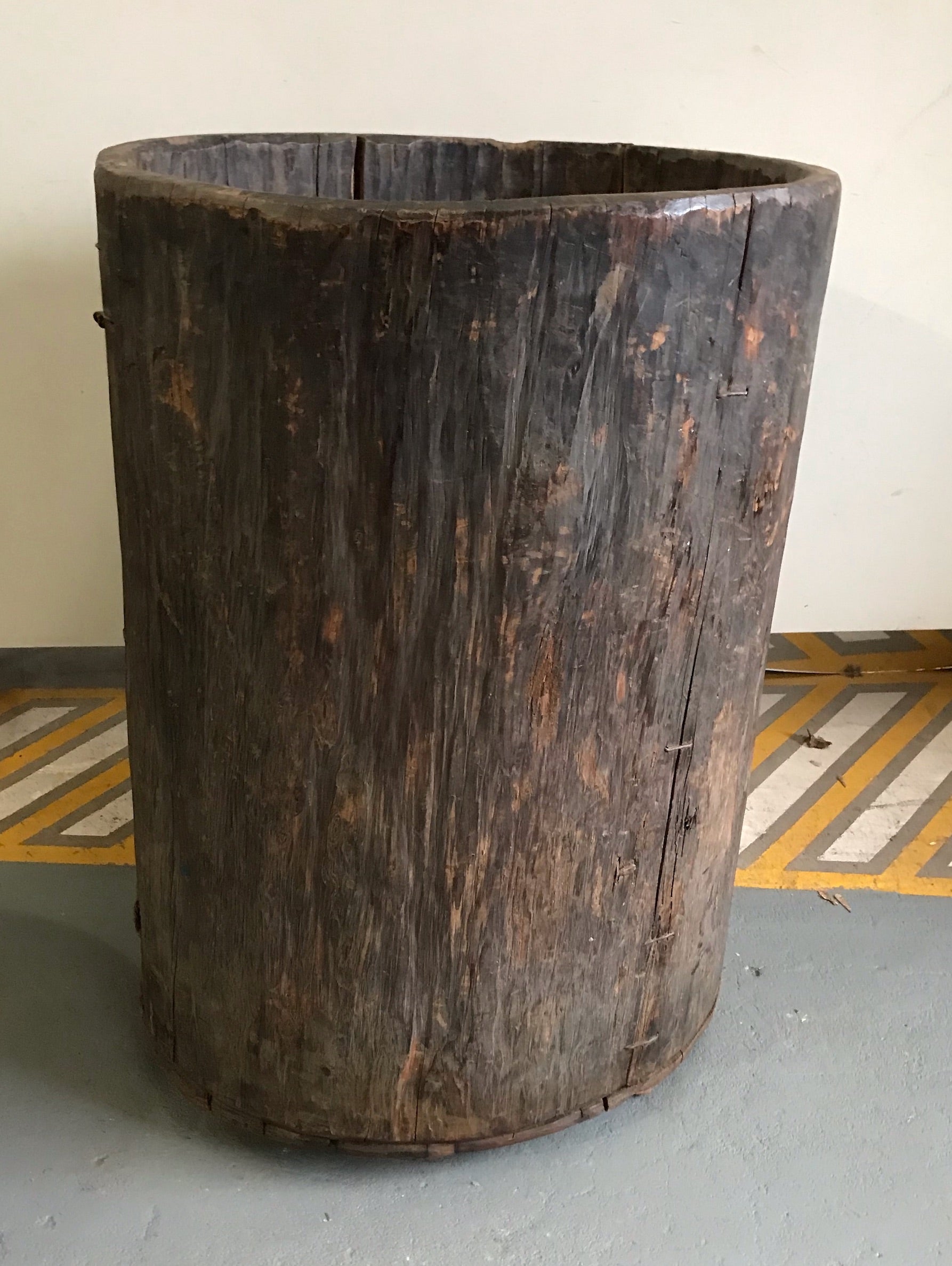 Vintage European Oak  Wooden Hollow Log #4047