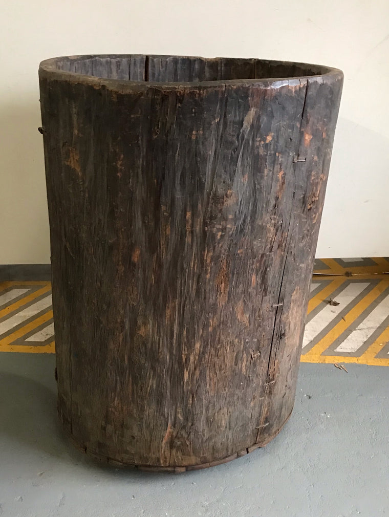 Vintage European Oak  Wooden Hollow Log #4047