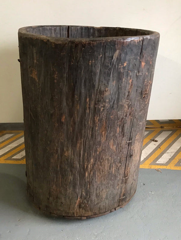 Vintage European Oak  Wooden Hollow Log #4047