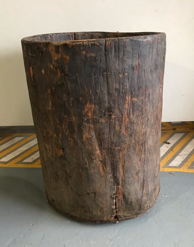 Vintage European Oak  Wooden Hollow Log #4047