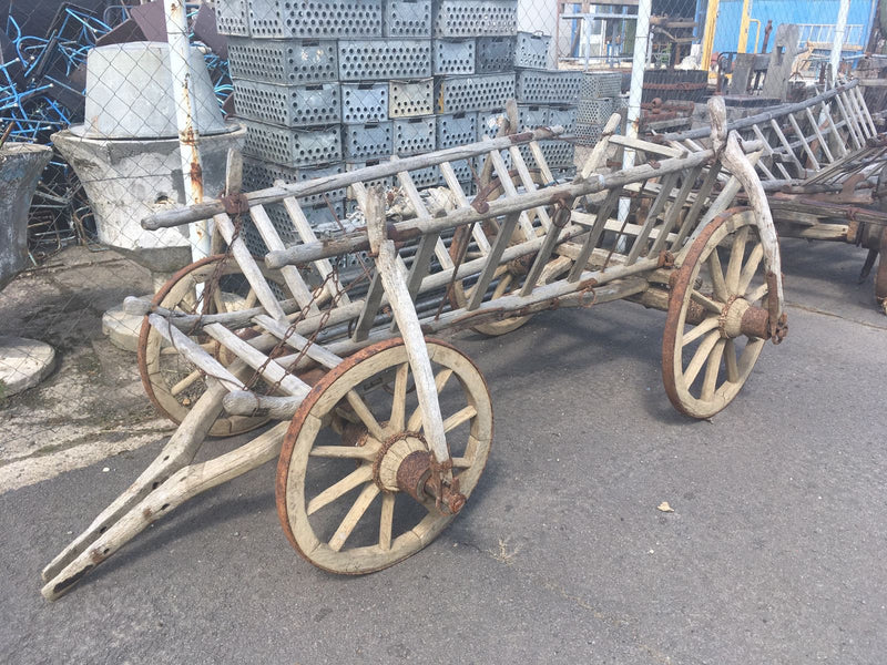 Vintage industrial European wooden horse Wagon cart #1906