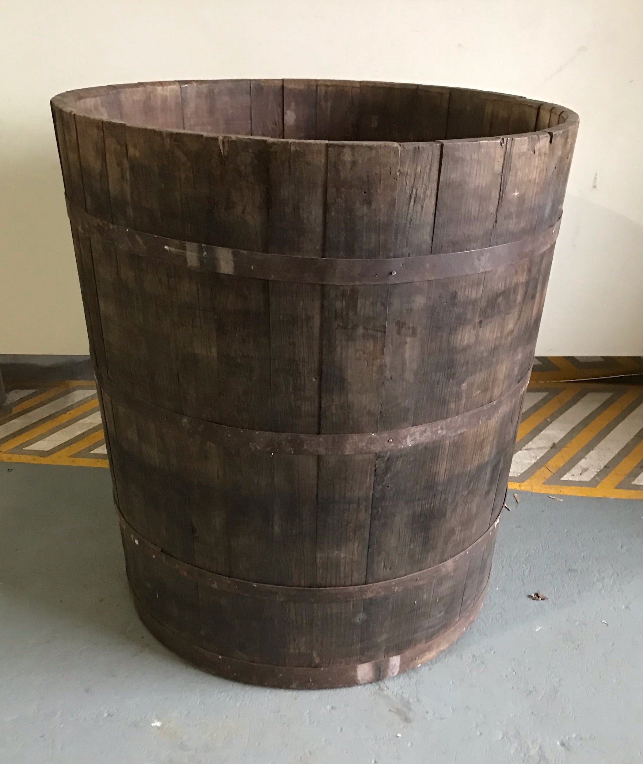 Vintage European Oak Round Wine Barrel #4051