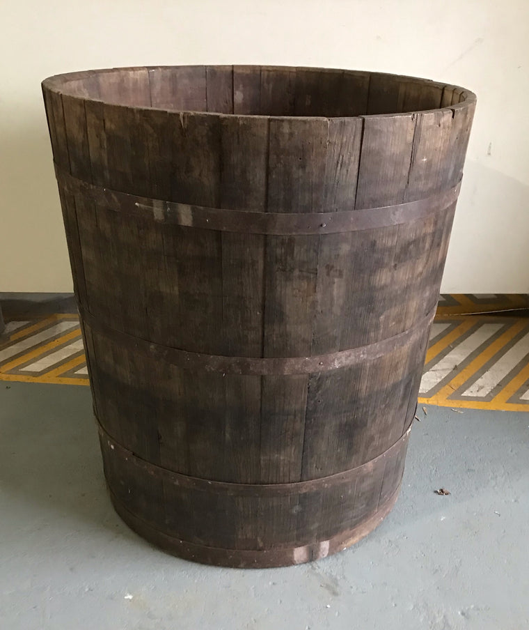 Vintage European Oak Round Wine Barrel #4051