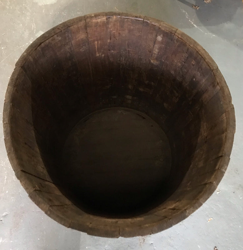 Vintage European Oak Round Wine Barrel #4051