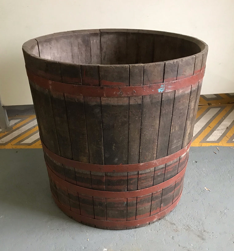 Vintage European Oak Round Wine Barrel #4052