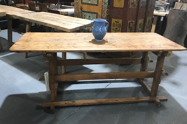 Vintage European Kitchen Tressle Table  #4068
